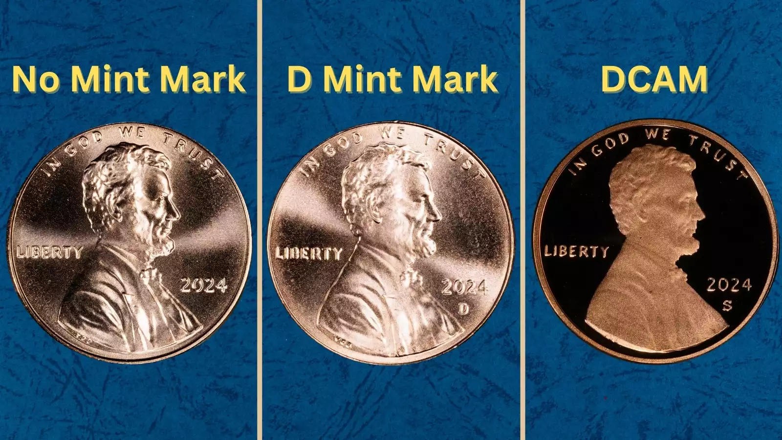 Group of 2024 Lincoln Shield cents from Philadelphia, Denver, and San Francisco mint facilities showing various conditions